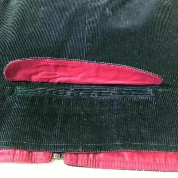 Liz Claiborne Unique Vintage Teal Corduroy Hunting Vest Fuchsia Lining Sz Medium - Picture 12 of 15